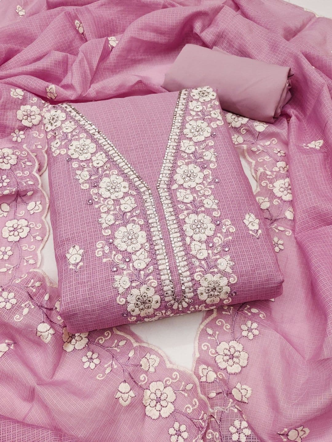 Panzora Embroidered Pure Cotton Unstitched Dress Material - view 1