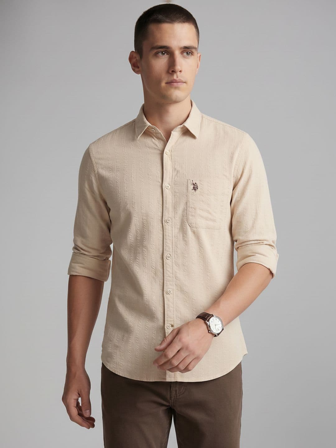 U.S. Polo Assn. Denim Co. Textured Pure Cotton Casual Shirt - view 1