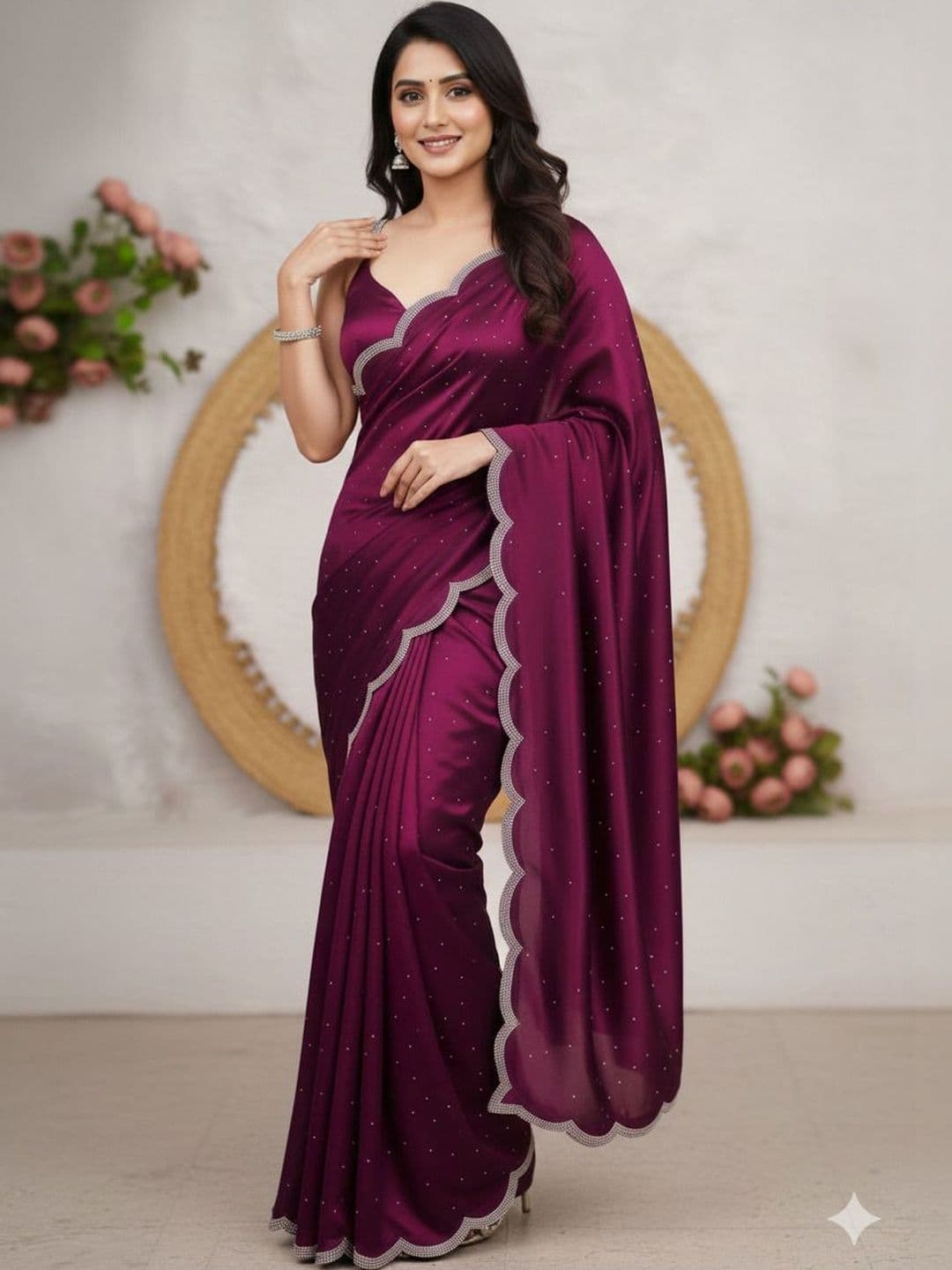 all about you Embellished Sequinned Silk Blend Heavy Work Saree - view 1