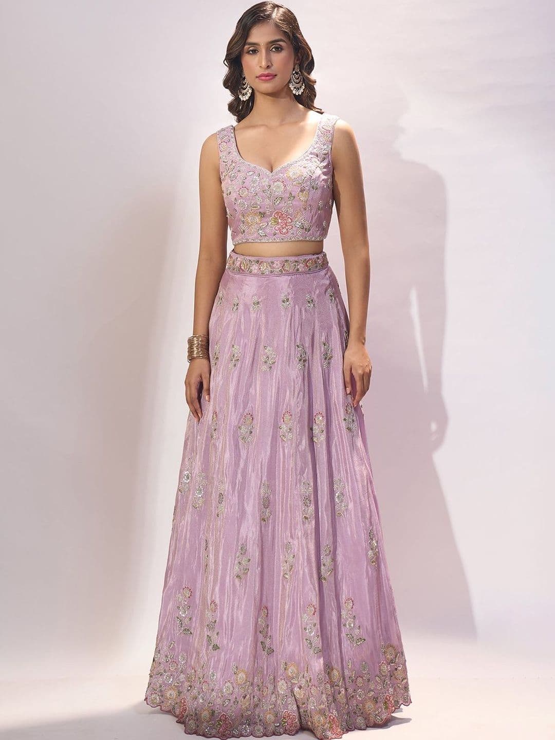 Samyukta Singhania Embroidered Thread Work Semi-Stitched Lehenga & Blouse With Dupatta - view 1