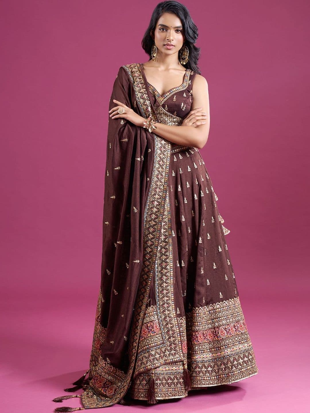 Samyukta Singhania Embellished Semi-Stitched Lehenga & Blouse With Dupatta - view 1