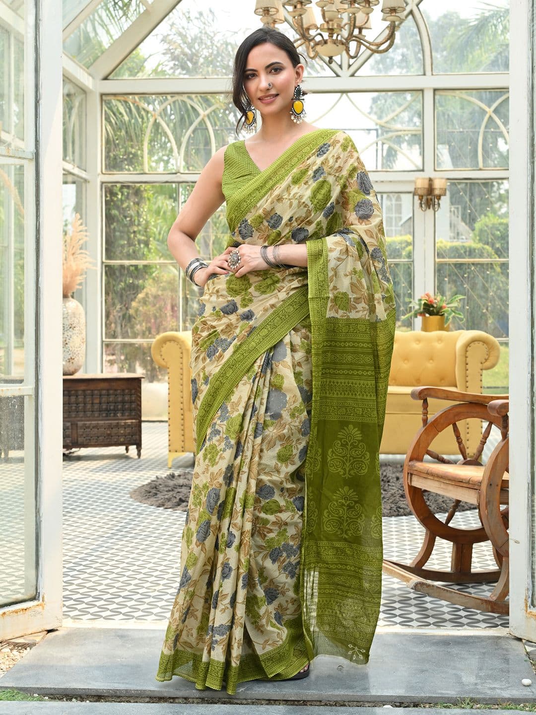 RATAN Women Pure Cotton Printed Mulmul Saree With Blouse Piece - view 1