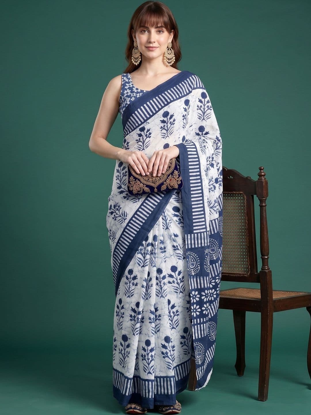 KALINI Ethnic Motifs Pure Cotton Saree - view 1