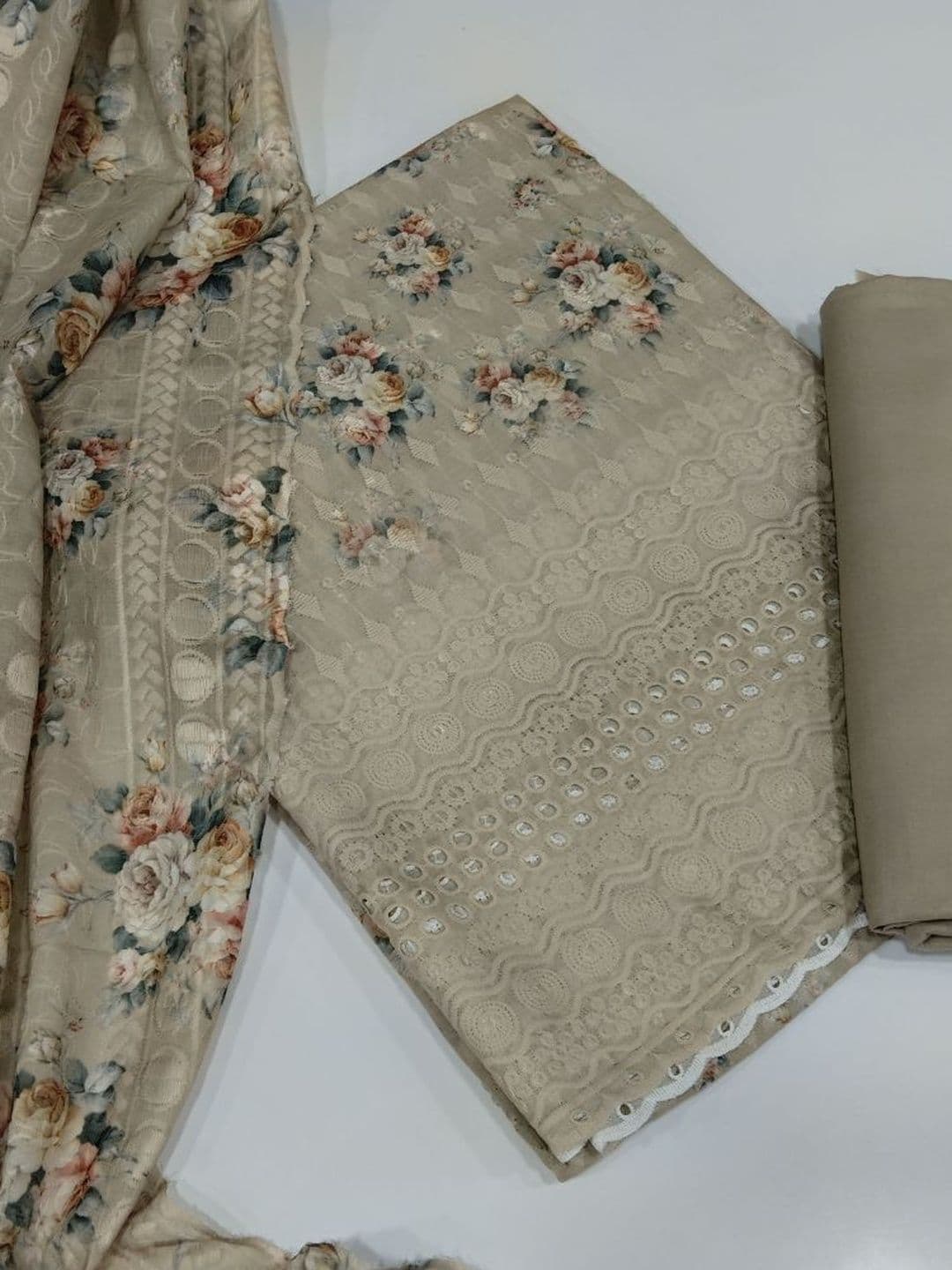 KTI Embroidered Unstitched Dress Material - view 1