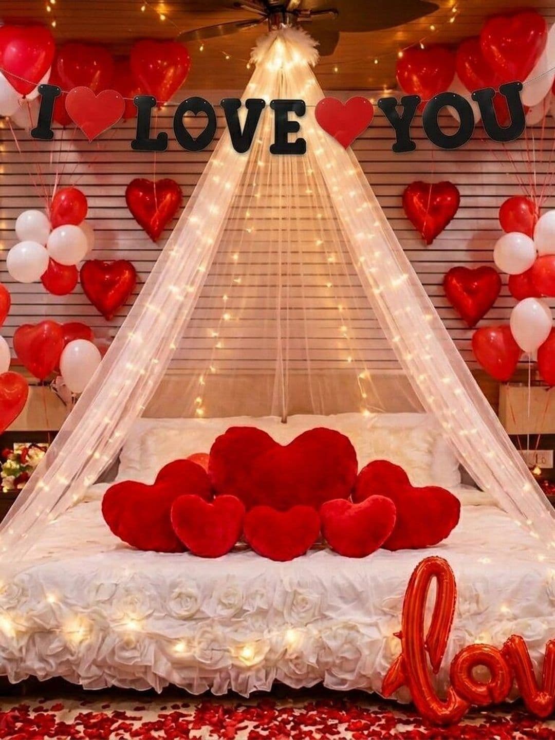 SKYWINS DIY KIT 47 Pcs Red & White Romantic First Night Decoration Kit - view 1