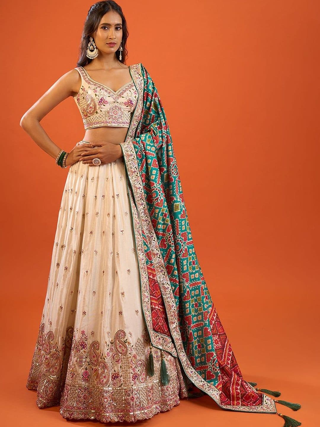 Samyukta Singhania Embellished Sequinned Semi-Stitched Lehenga & Blouse With Dupatta - view 1