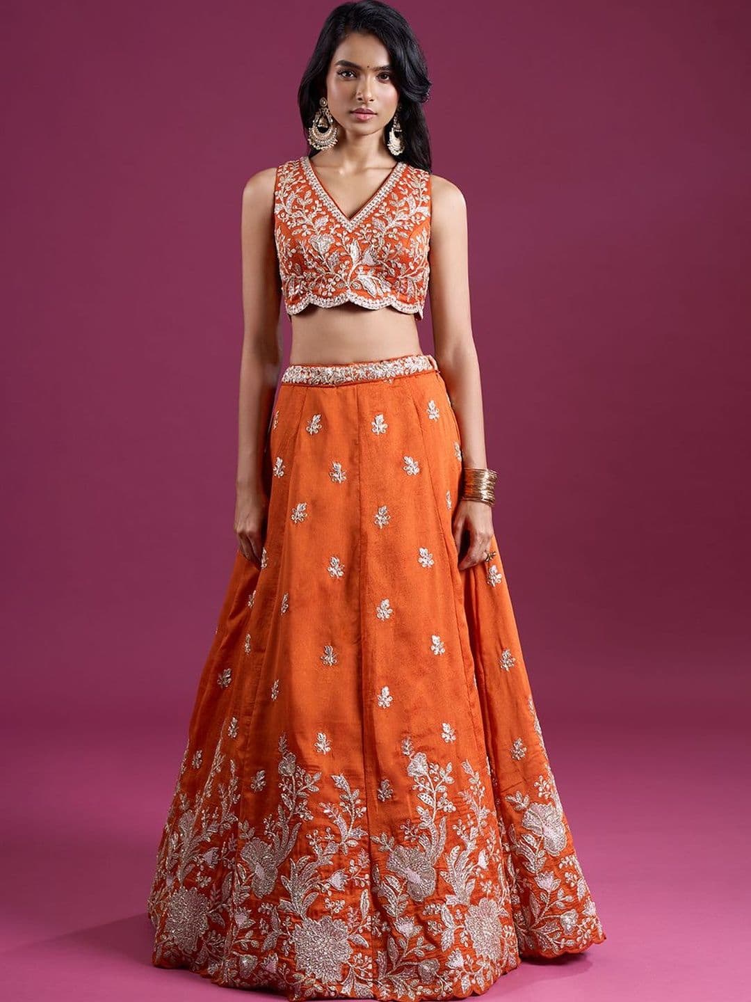 Samyukta Singhania Embroidered Semi-Stitched Lehenga & Blouse With Dupatta - view 1