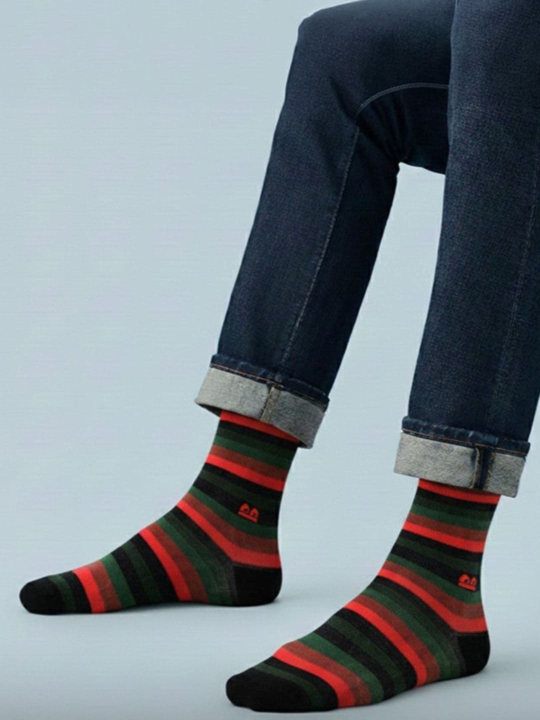 The Sock Street Unisex Cotton Assorted Striped Calf Length Socks - view 1