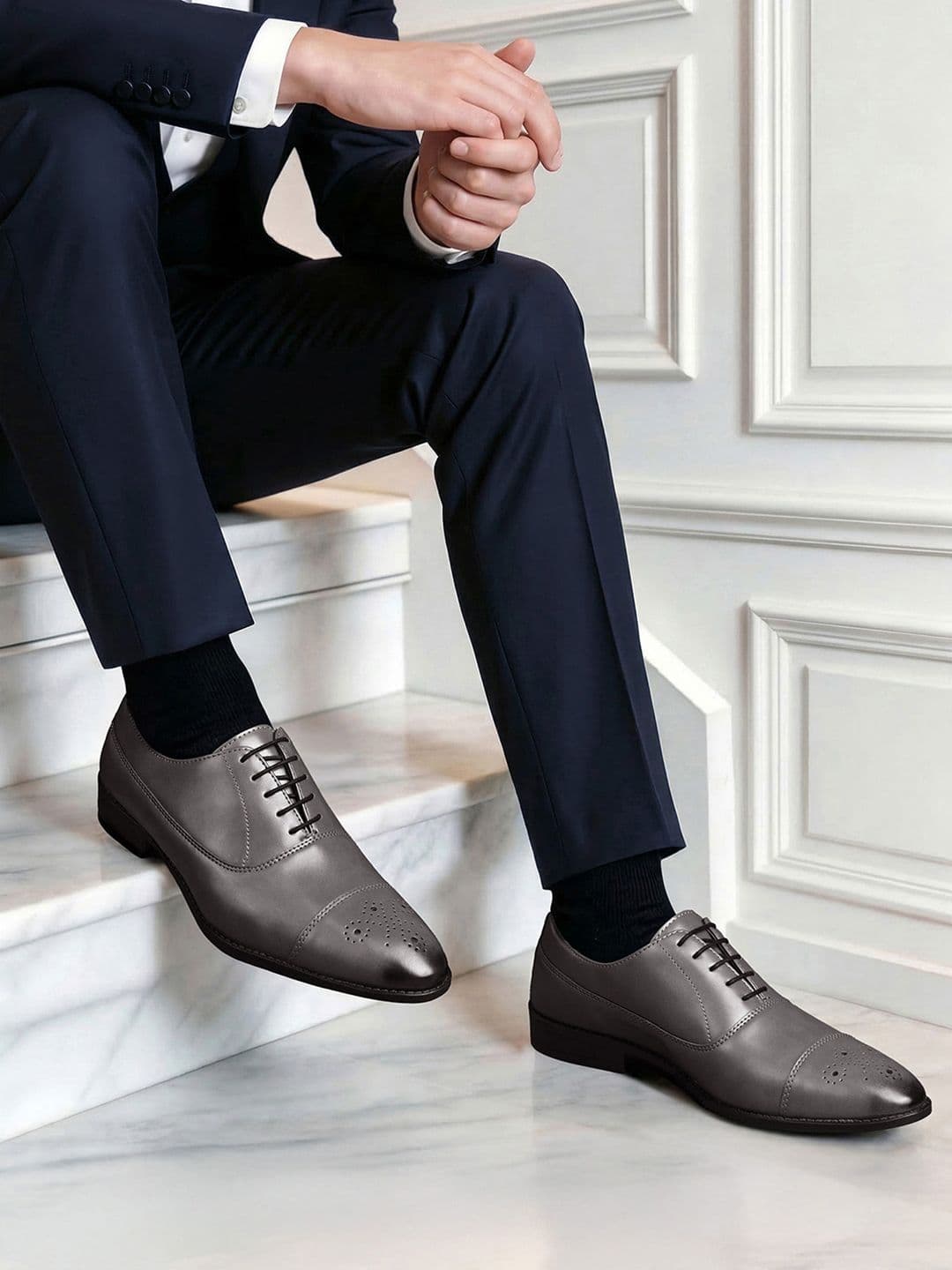 LOUIS STITCH
Men Ash Grey Formal Lace Up Derby Shoes - view 1