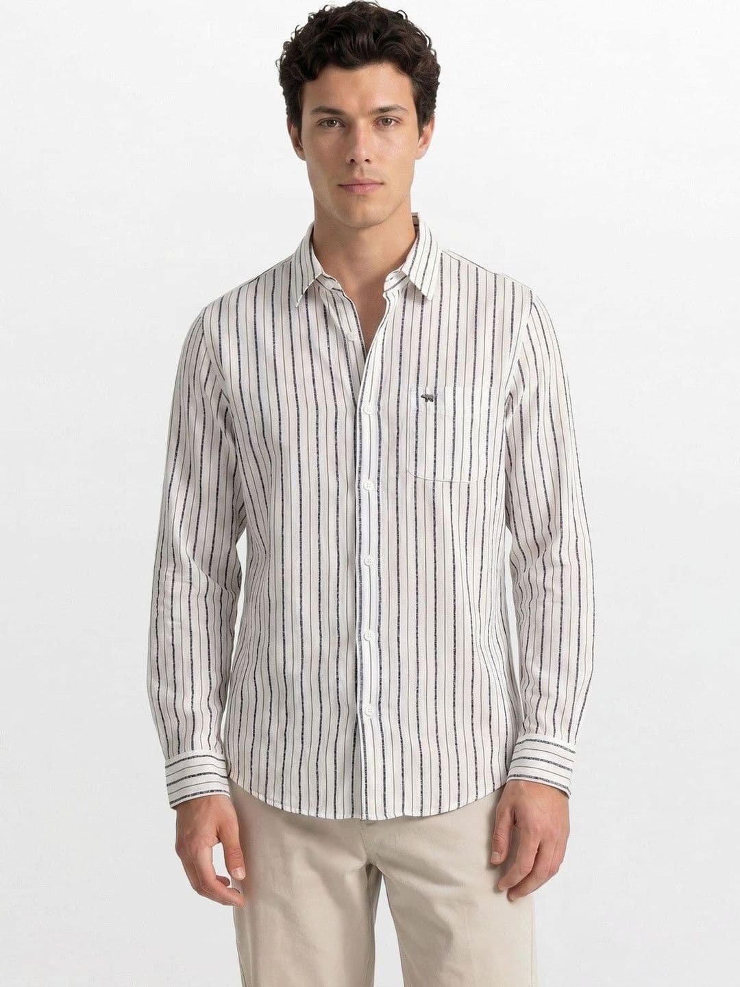 THE BEAR HOUSE Men Cotton Woven Striped Slim Fit Casual Shirt - view 1