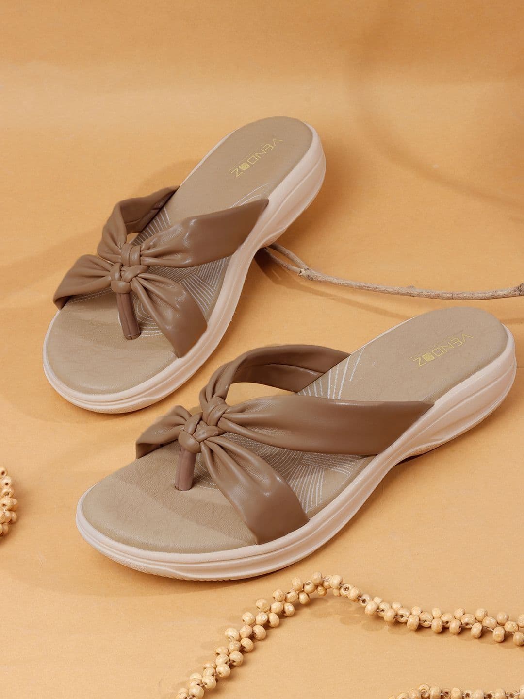 VENDOZ Women Open Toe Flats with Bows - view 1