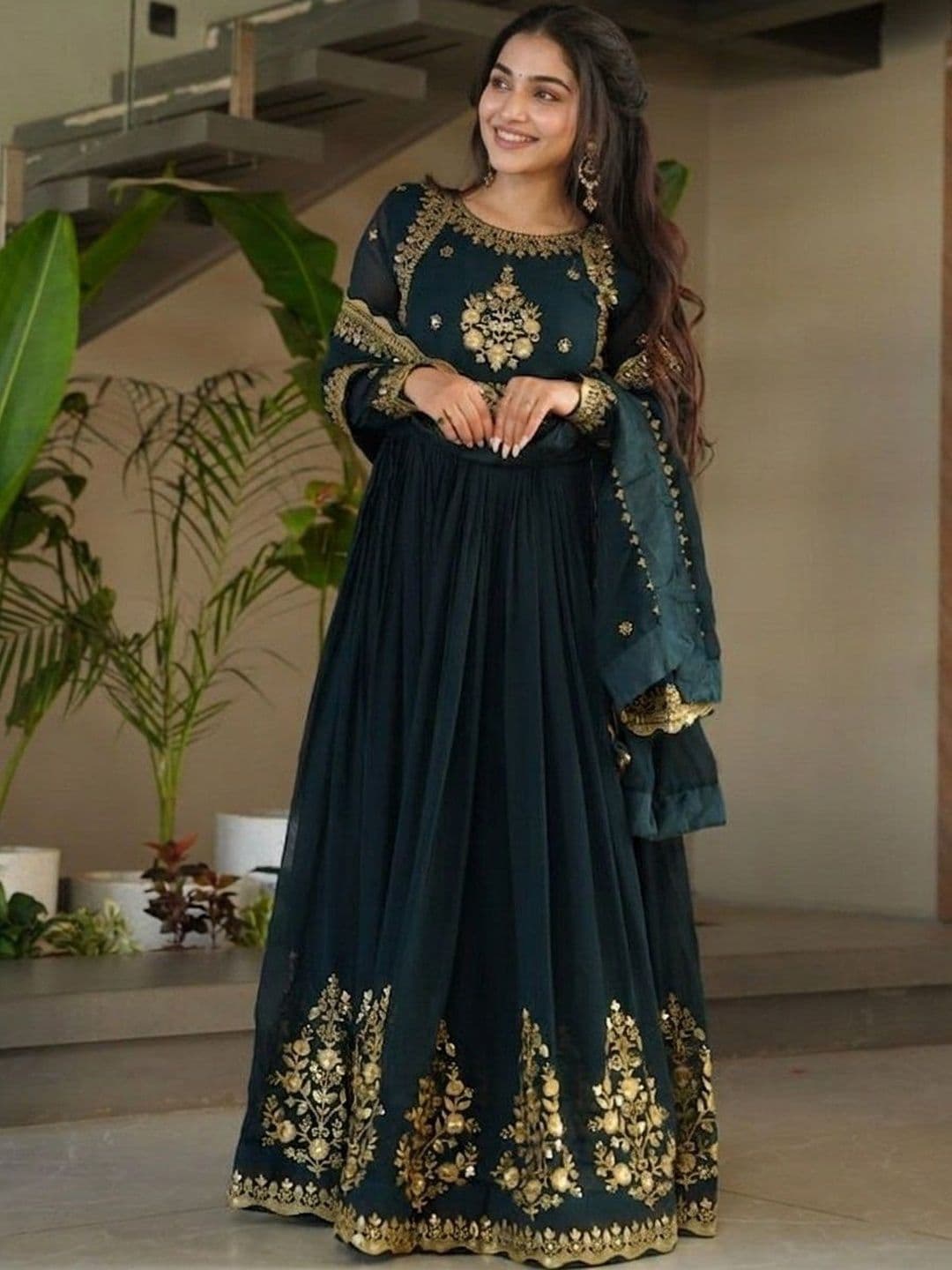 HOUSE OF DORAS Ethnic Motifs Embroidered Anarkali Kurti - view 1