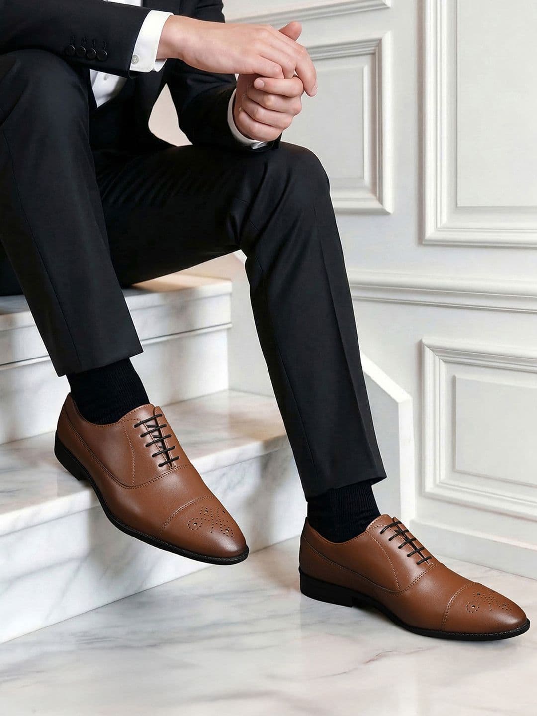 LOUIS STITCH
Men Russet Tan Formal Lace Up Derby Shoes - view 1