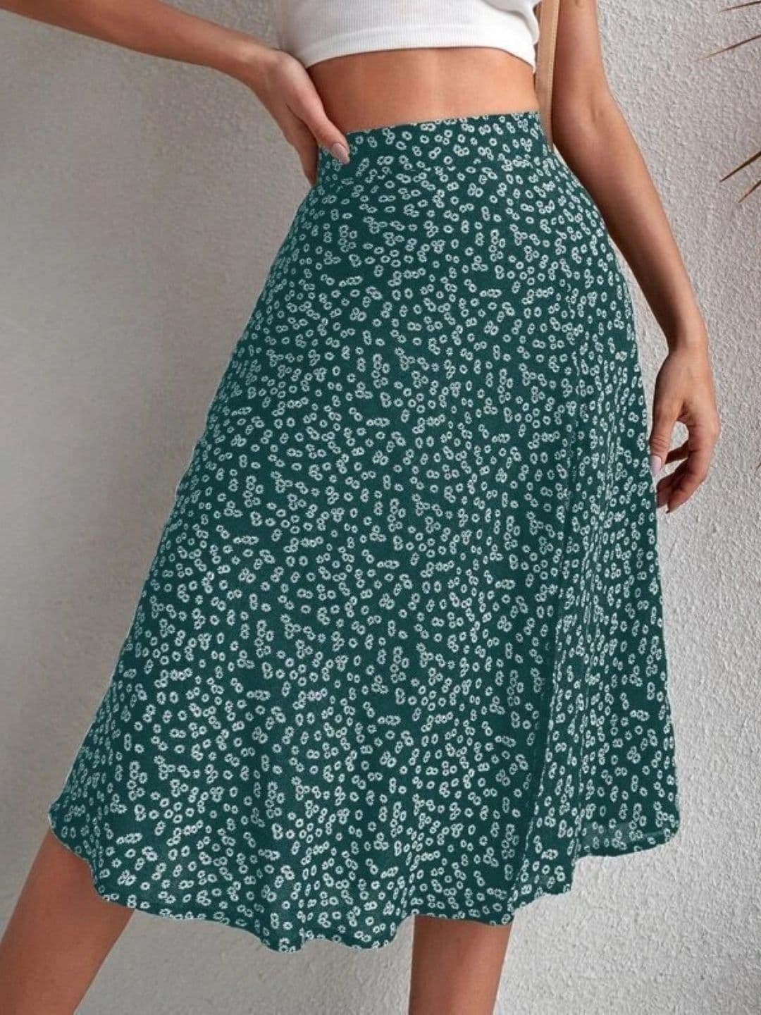 StyleCast Women Chiffon Floral Micro or Ditsy Print Side Slit Midi A-Line Skirt - view 1