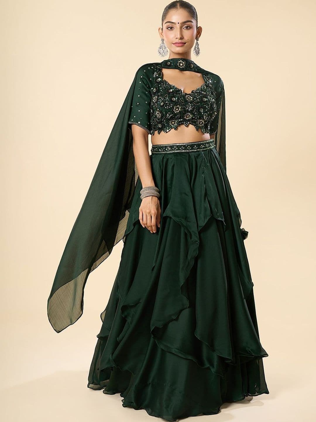 Samyukta Singhania Embellished Sequinned Ready to Wear Lehenga & Blouse With Dupatta - view 1