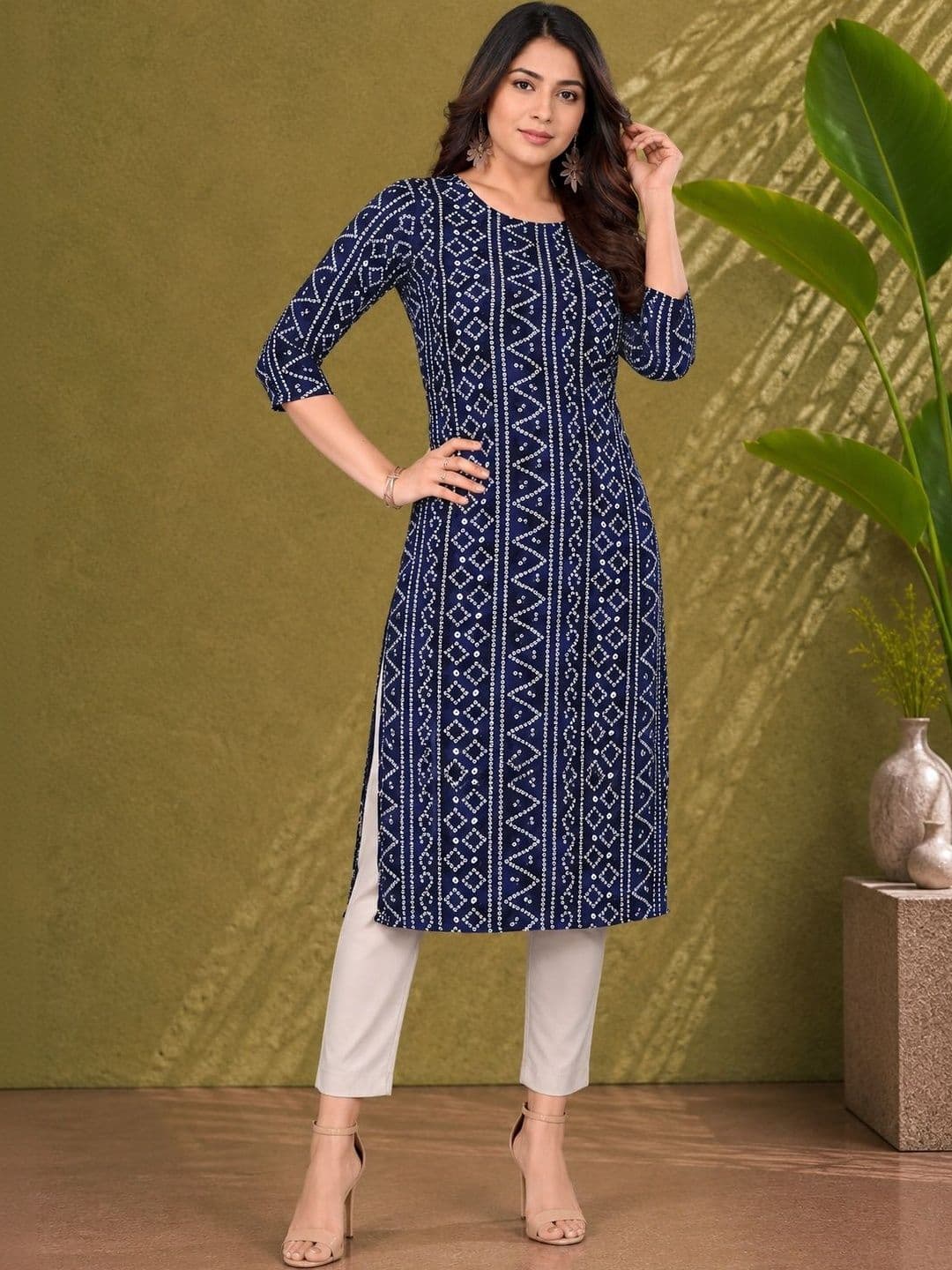 JANKHANA Women Bandhani Printed Indie Prints Crepe Kurta - view 1