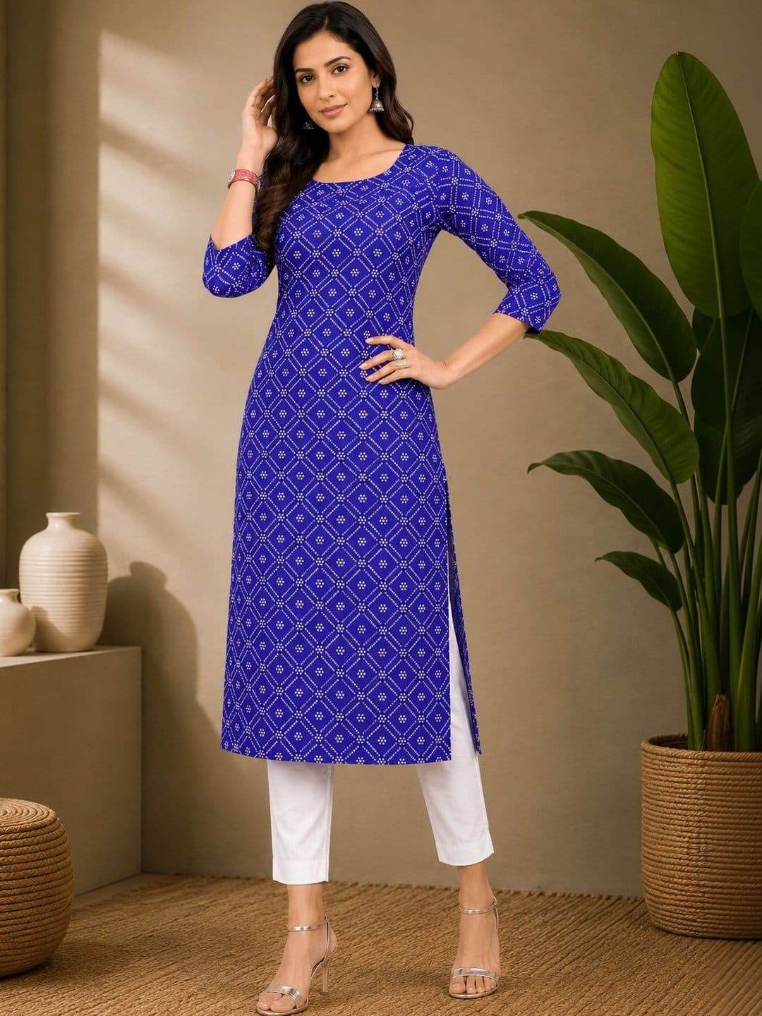 JANKHANA Women Bandhani Printed Indie Prints Crepe Kurta - view 1