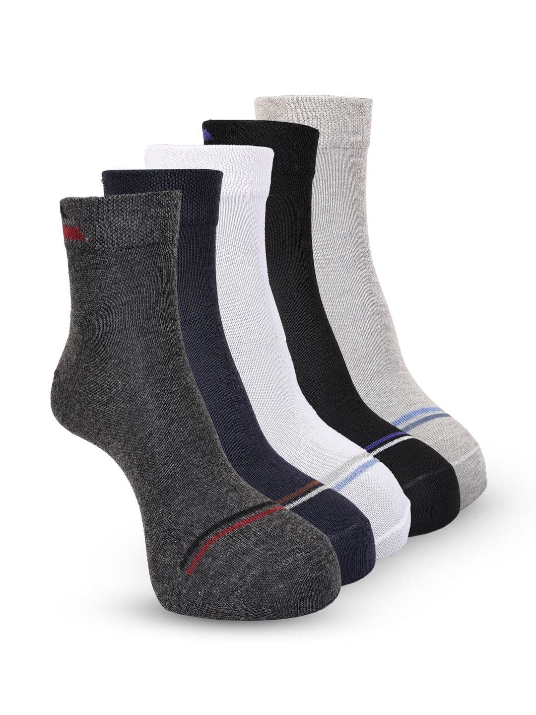 Texfro Men Pack of 5 Cotton Assorted Colourblocked Ankle Length Socks - view 1
