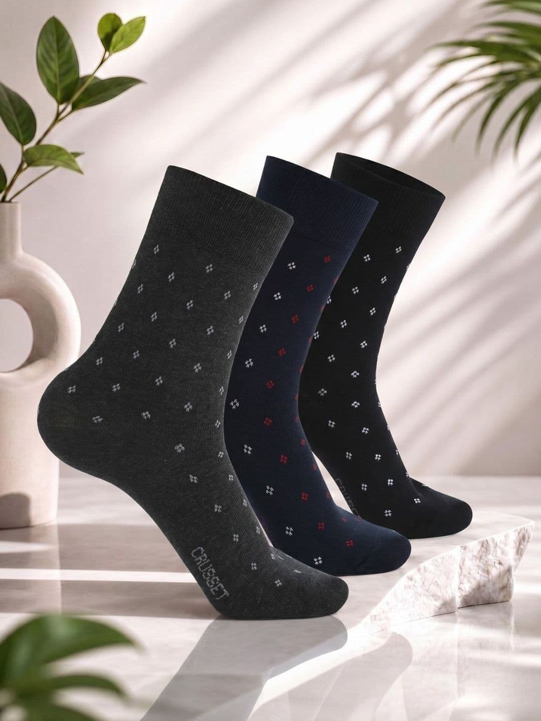 CRUSSET Men Pack of 3 Men Assorted Patterned Calf Length Formal Socks - view 1