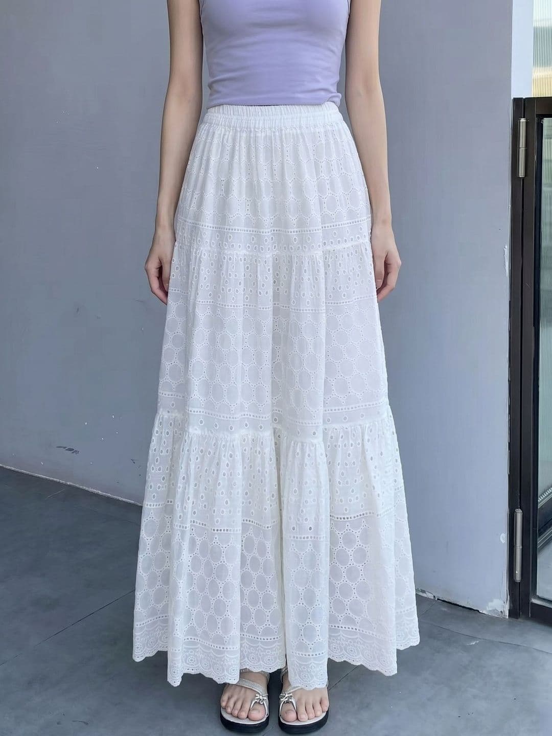 StyleCast x Revolte Women Self Design Tiered Maxi Tiered Skirt - view 1