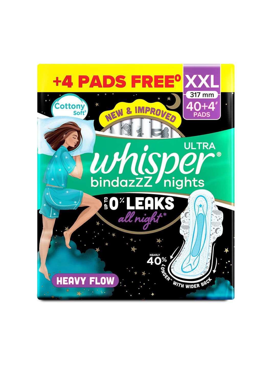 Whisper Ultra Bindazzz Nights XXL Sanitary Pads - 50 Pads - view 1