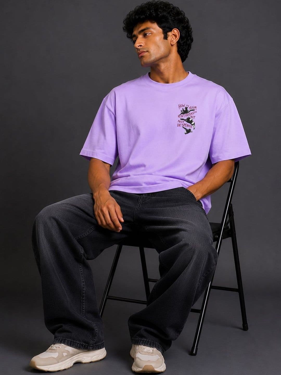 BEOVER Purple Graphic Printed Relaxed Fit T-shirt - view 1