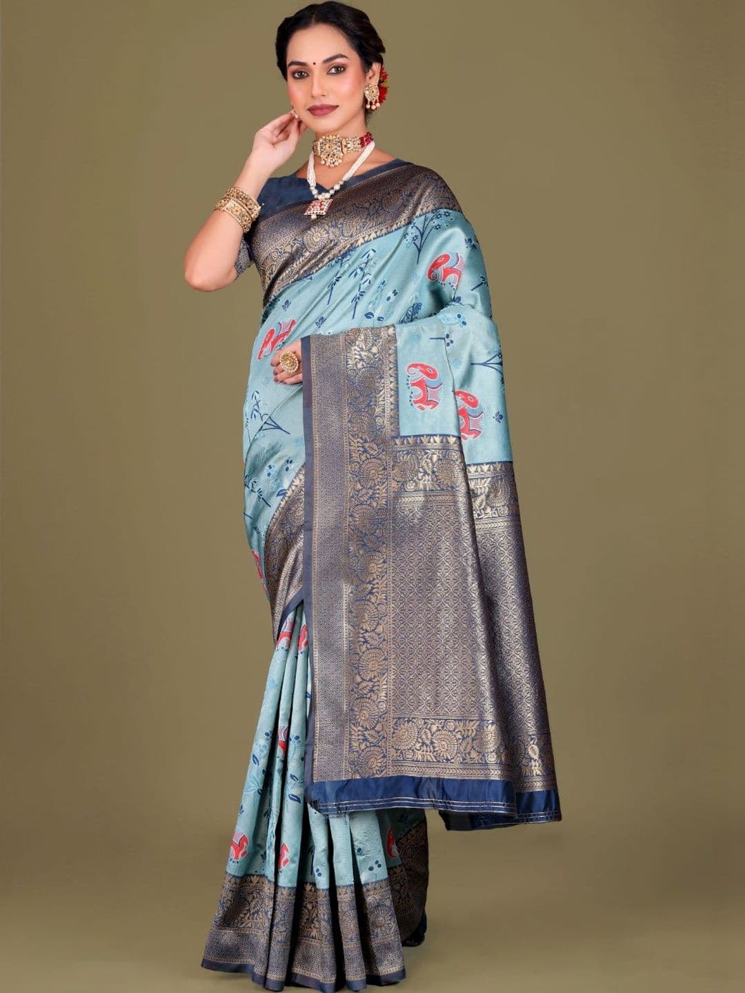 Mitera Ethnic Motifs Zari Art Silk Heavy Work Banarasi Saree - view 1