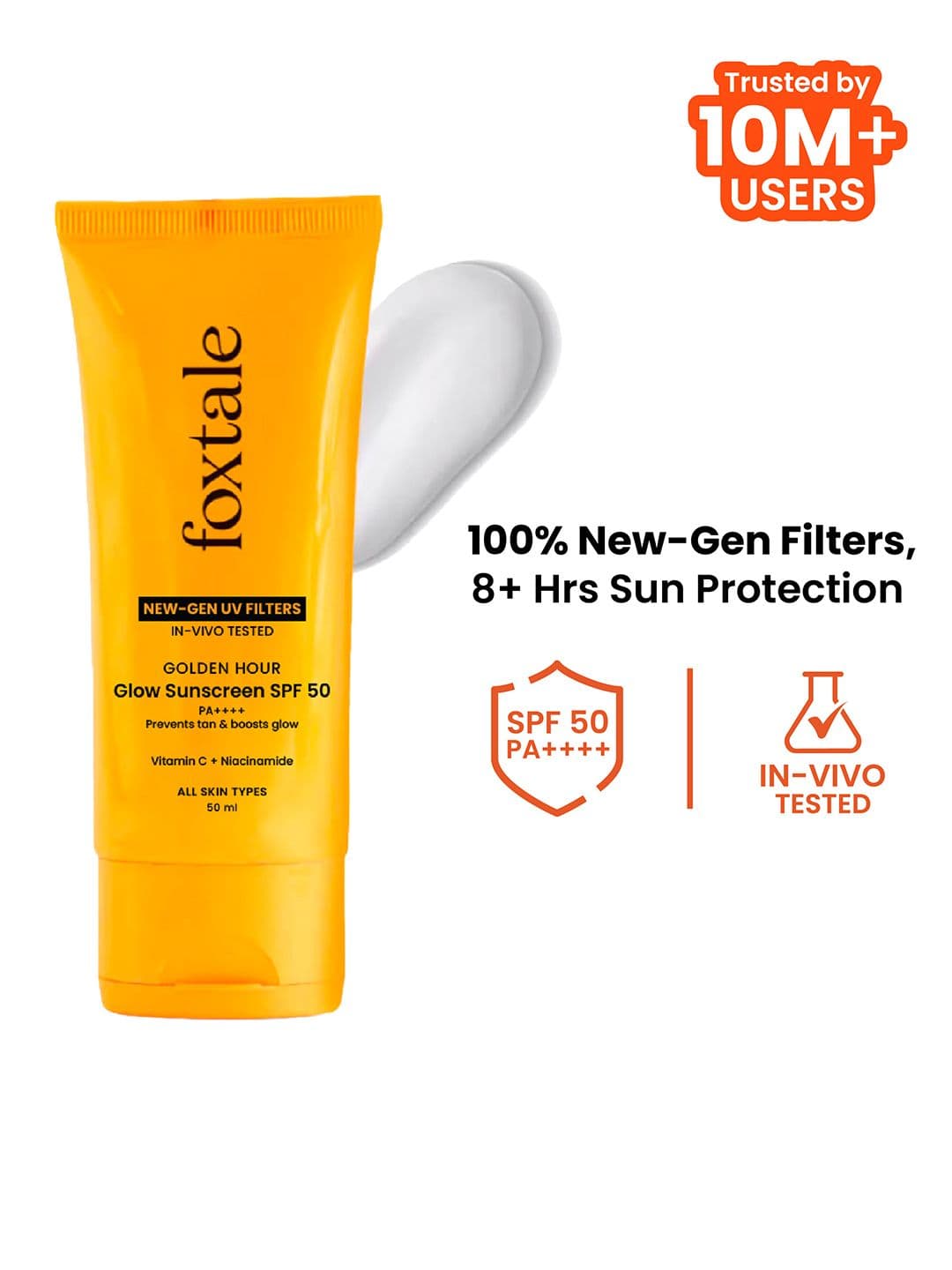 FoxTale Glow Sunscreen with Vitamin C & Niacinamide SPF 50 PA++++ In-Vivo Tested - 50ml - view 1