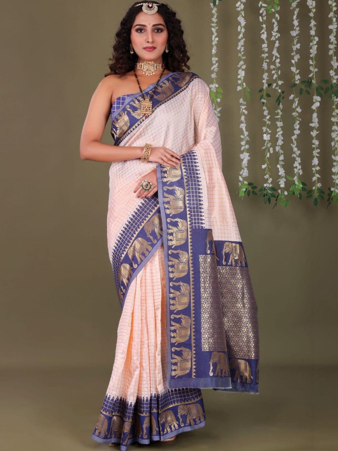 KIVERA Ethnic Motifs Woven Design Zari Art Silk Kanjeevaram Saree - view 1