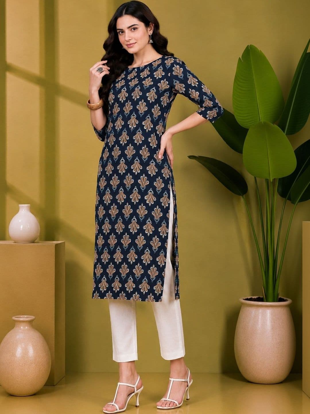 JANKHANA Set Of 2 Women Floral Printed Indie Florals Crepe Kurta - view 1