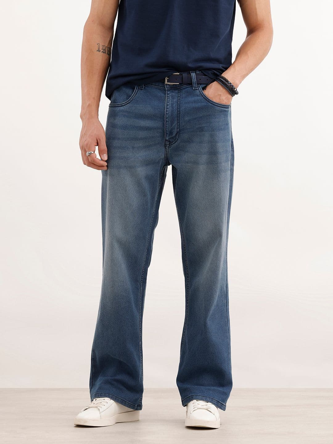 WROGN Men Bootcut Fit Stretchable Jeans