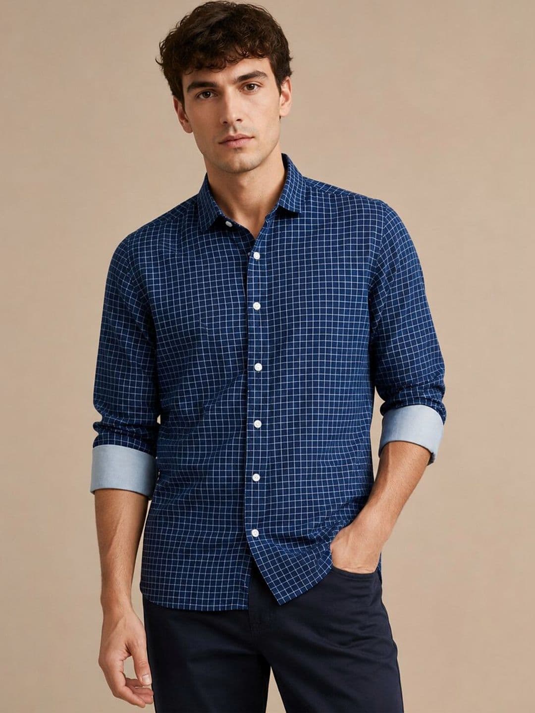 MaverIQ Men Windowpane Checks Checked Casual Shirt - view 1