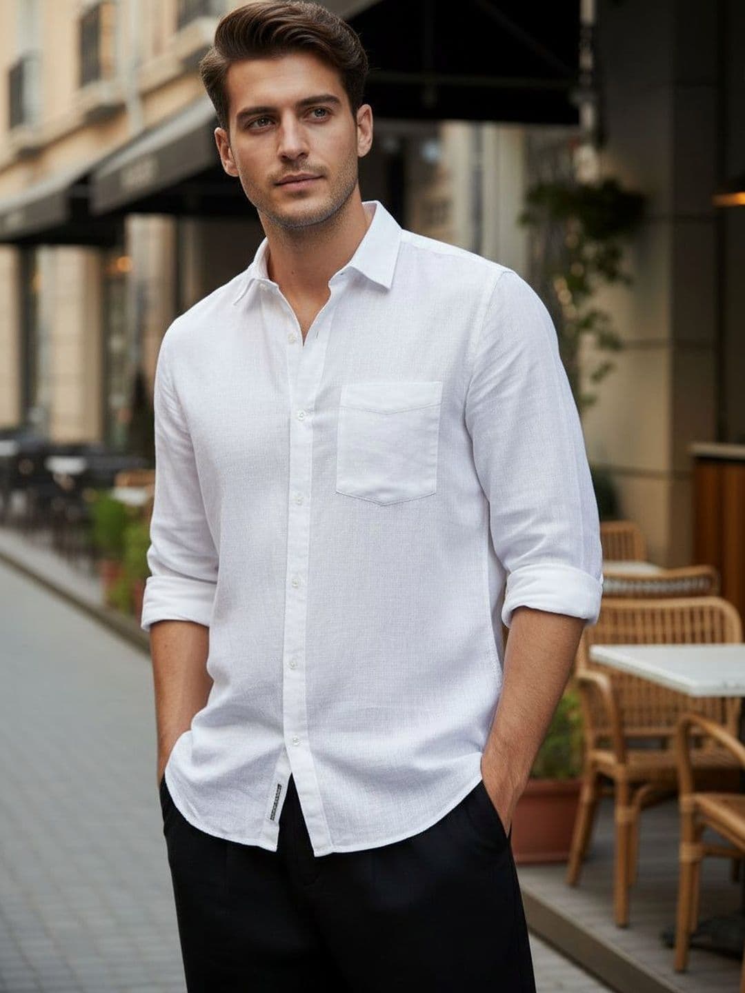 The Roadster Lifestyle Co. Men Cotton Spread Collar Chest Pocket Shirt - view 1