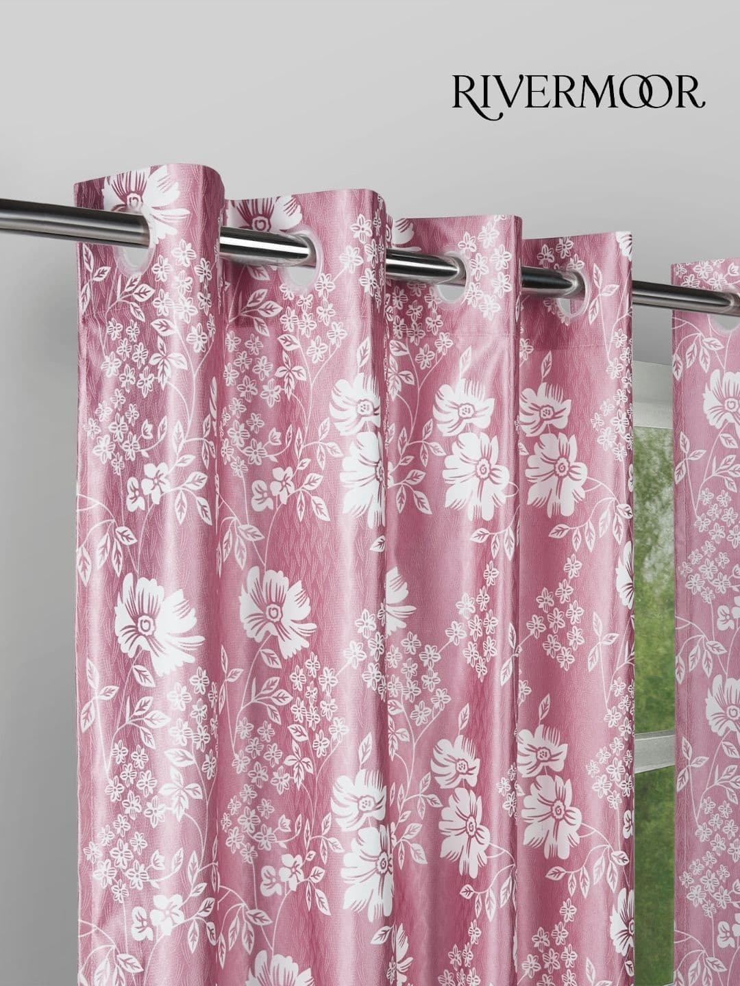 RIVERMOOR Pink Set of 2 Floral Door Curtain - view 1