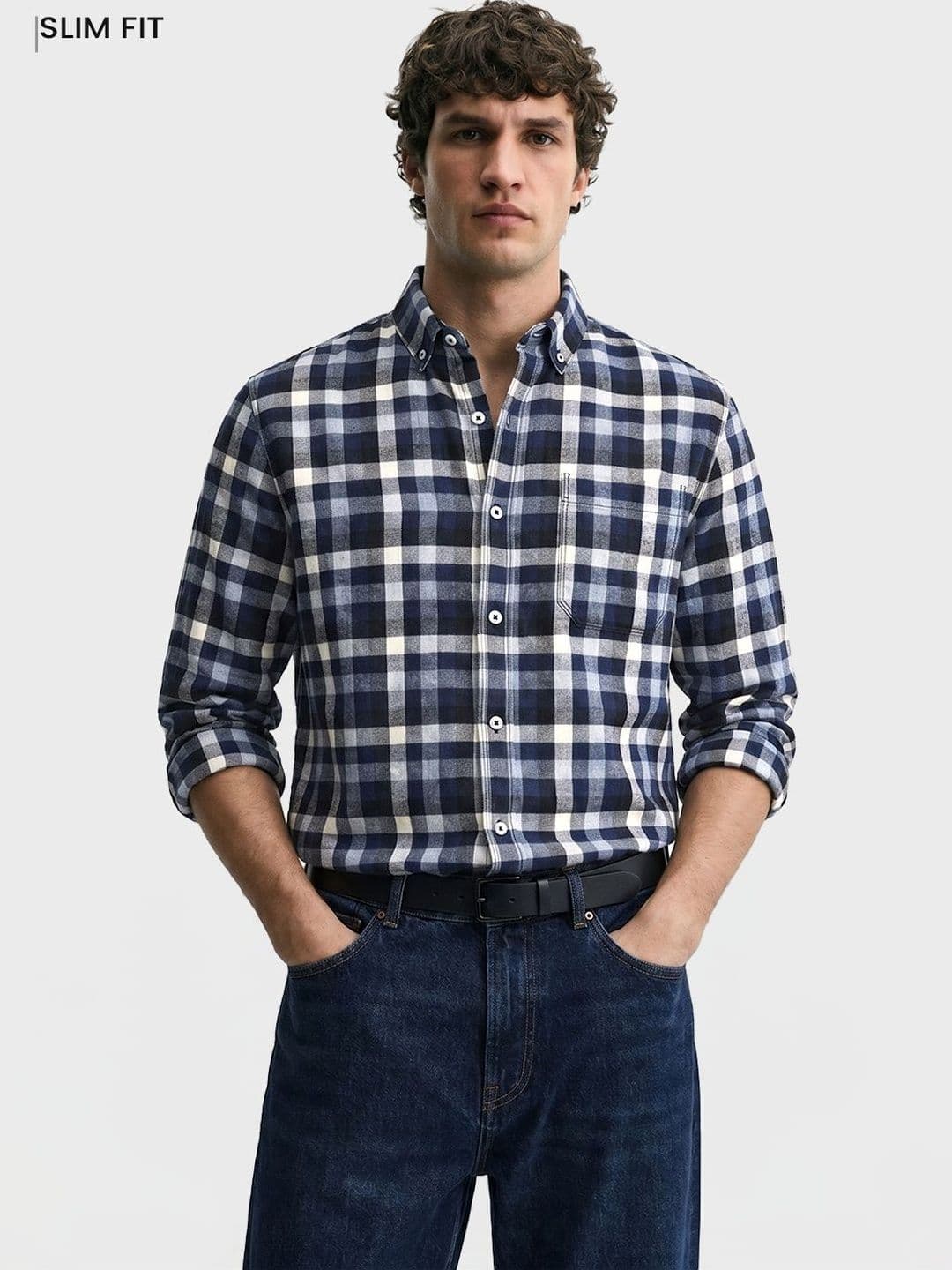 The Indian Garage Co Men Slim Fit Gingham Checks Checked Casual Shirt - view 1