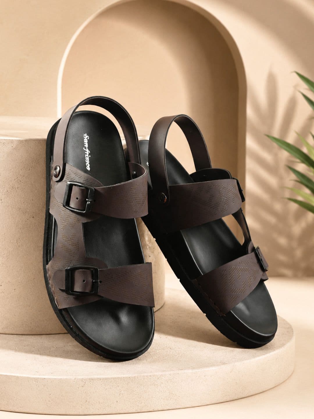 San Frissco Men Brown Back Strap Sandals With Durable Sole And Comfort Insole - view 1