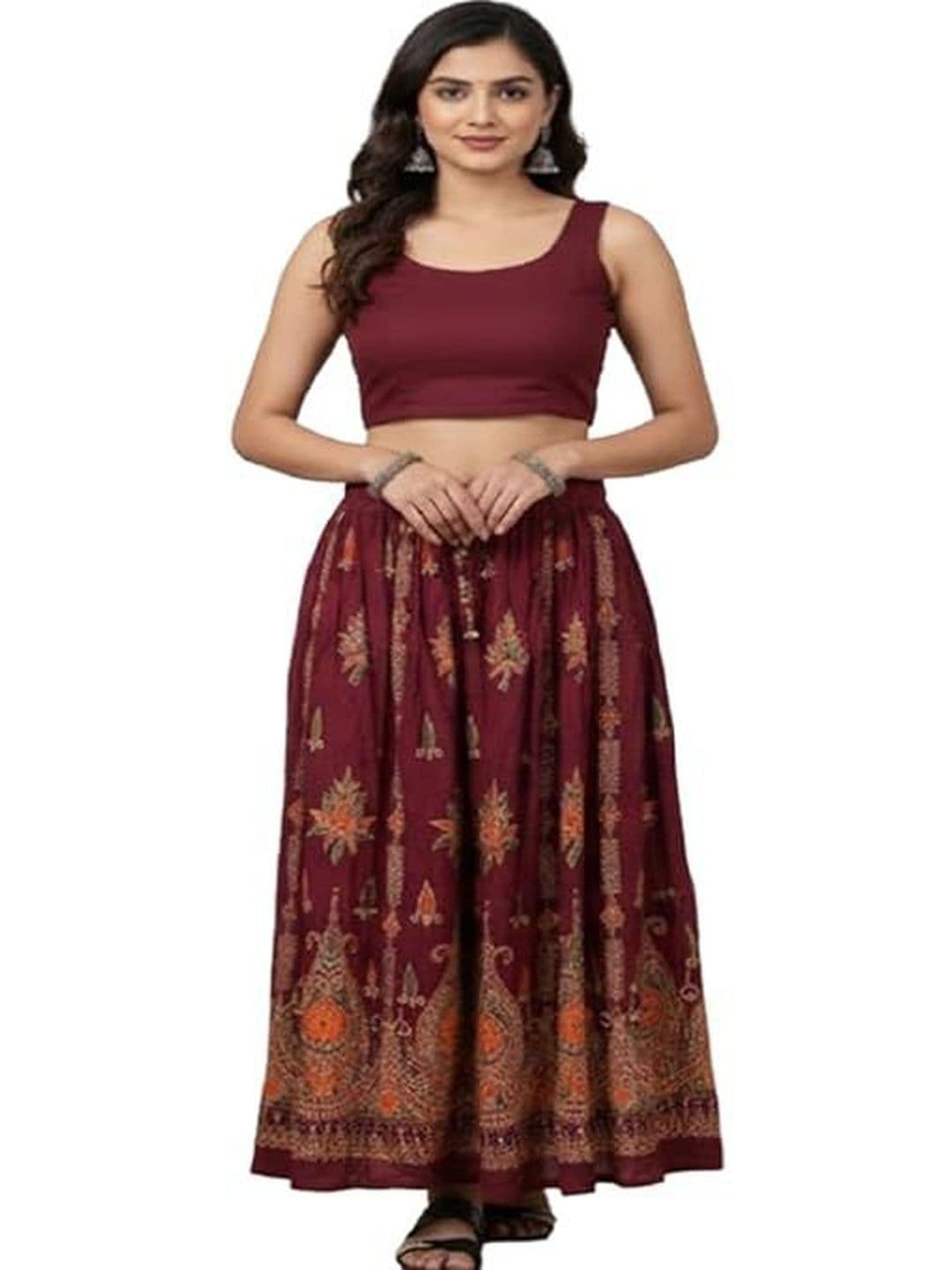 UKAL Women Cotton Floral Maxi A-Line Skirt - view 1