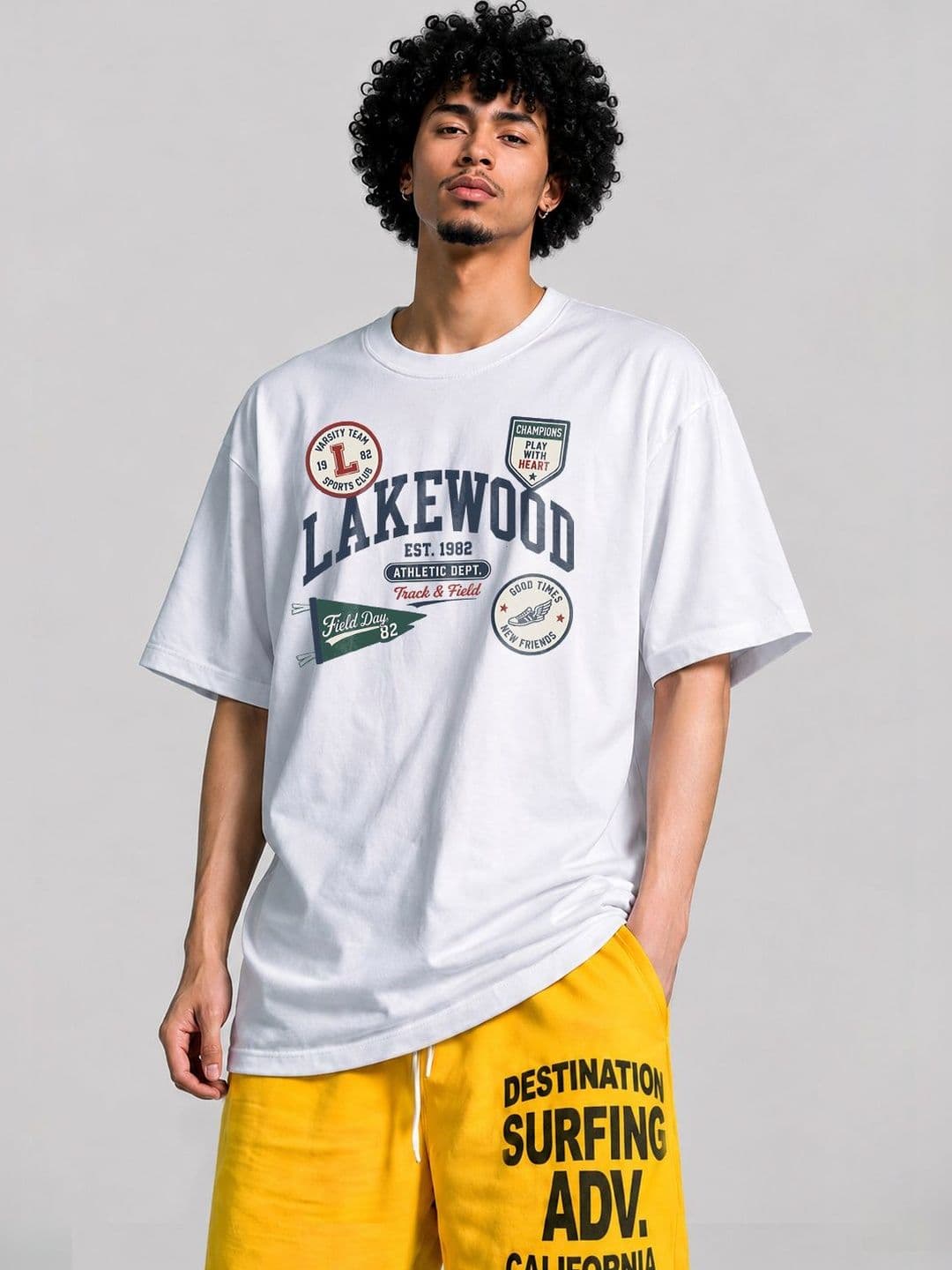 The Roadster Lifestyle Co Typography Printed Oversized-Fit Organic Cotton T-Shirt - view 1