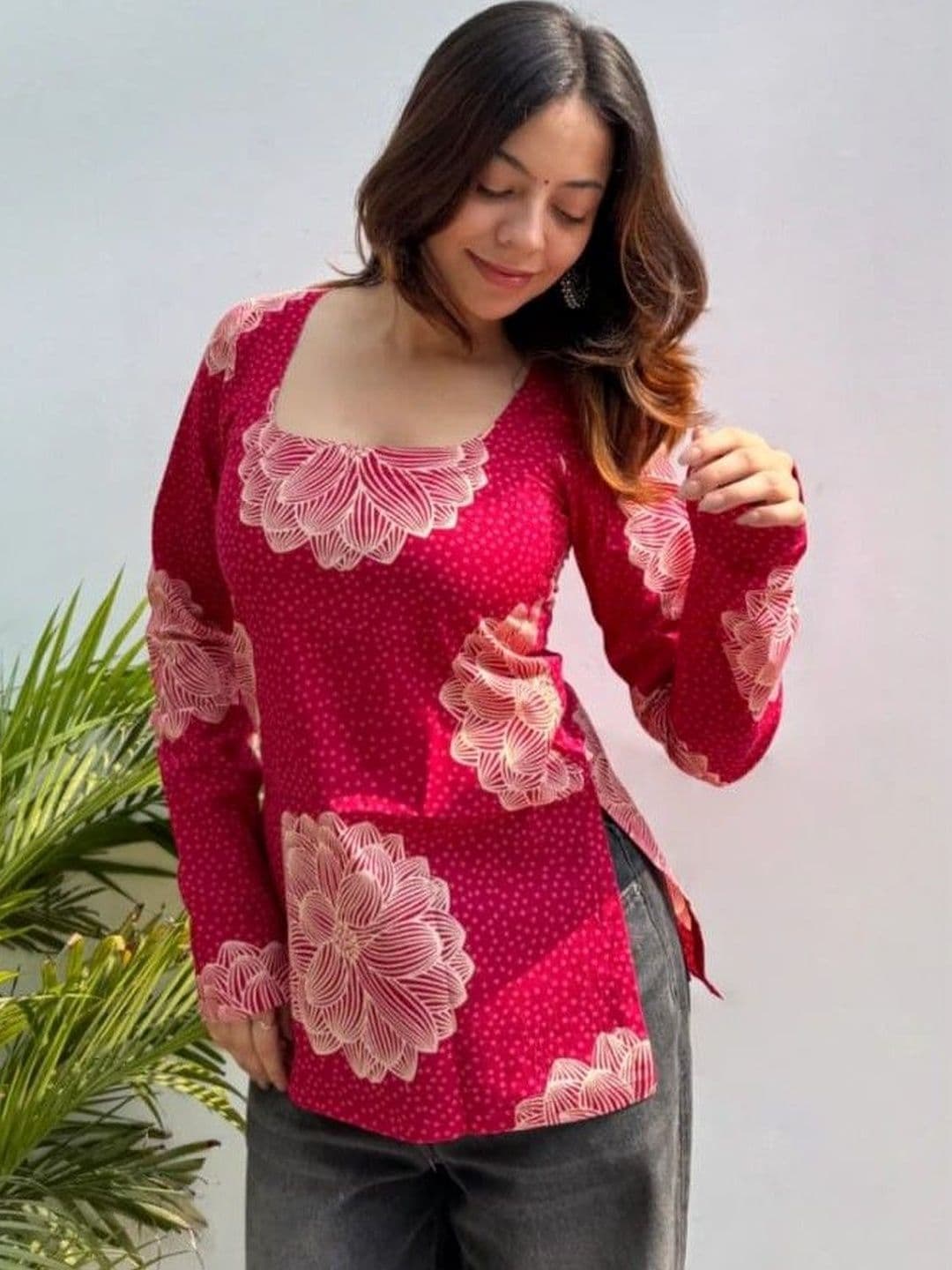 Bhawana Fashion Floral Printed Square Neck Kurti - view 1
