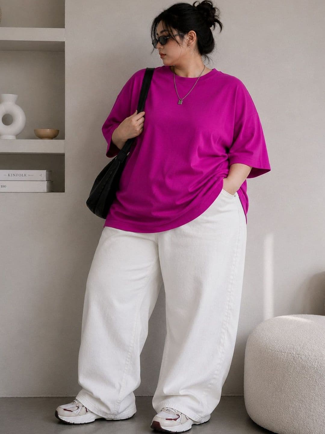 PockMAN Oversized Drop-Shoulder Sleeves Pure Cotton Bio Finish T-shirt - view 1