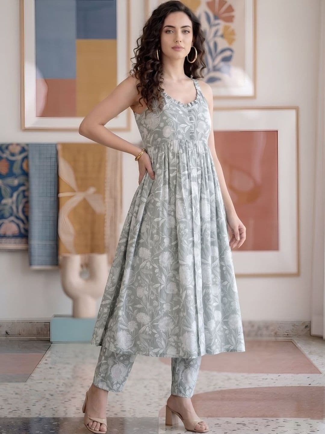 SZN Floral Cotton Printed Tunic with Trousers - view 1