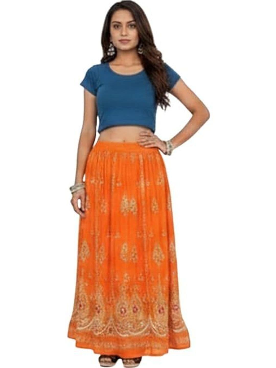 UKAL Women Cotton Paisley Maxi Flared Skirt - view 1