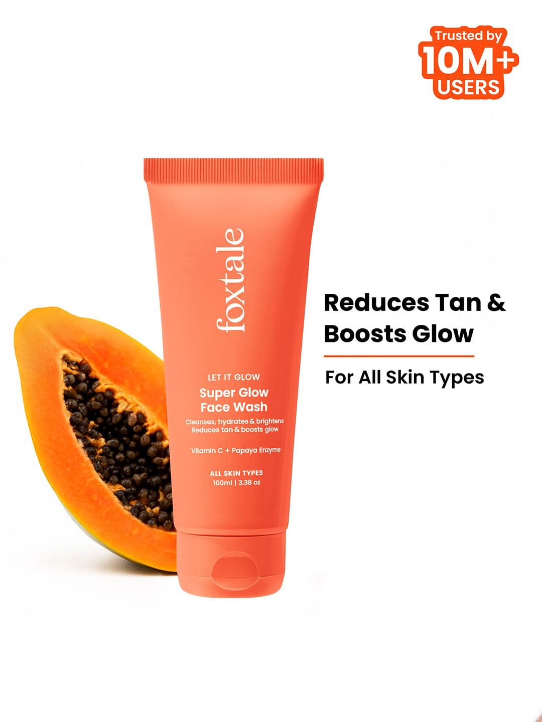 FoxTale Vitamin C Super Glow De-Tan Face Wash with Papaya Enzyme to Gently Exfoliate 100ml - view 1