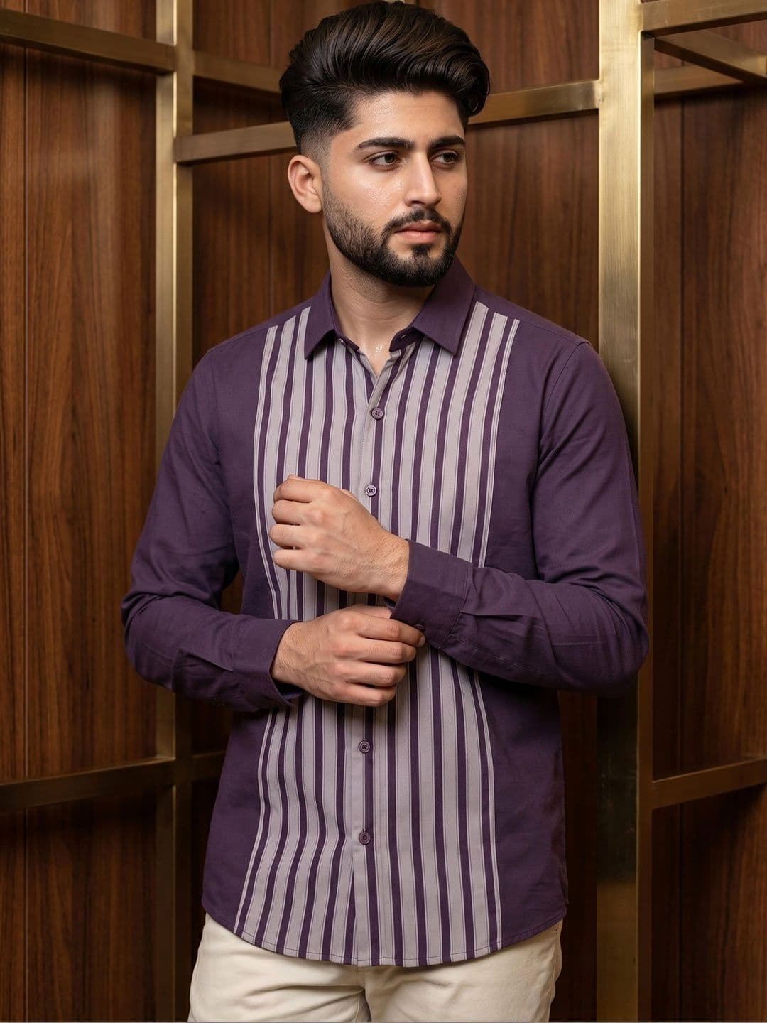 N AND J Men Striped Casual Shirt - view 1