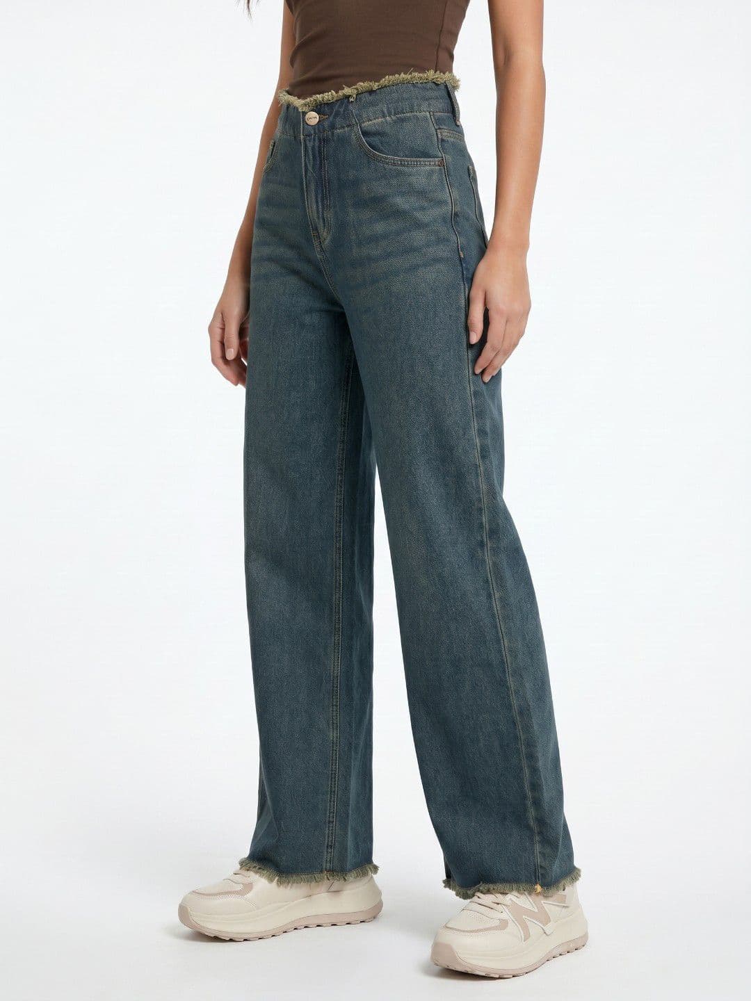 glitchez Women Pure Cotton Baggy Fit Light Fade Jeans - view 1