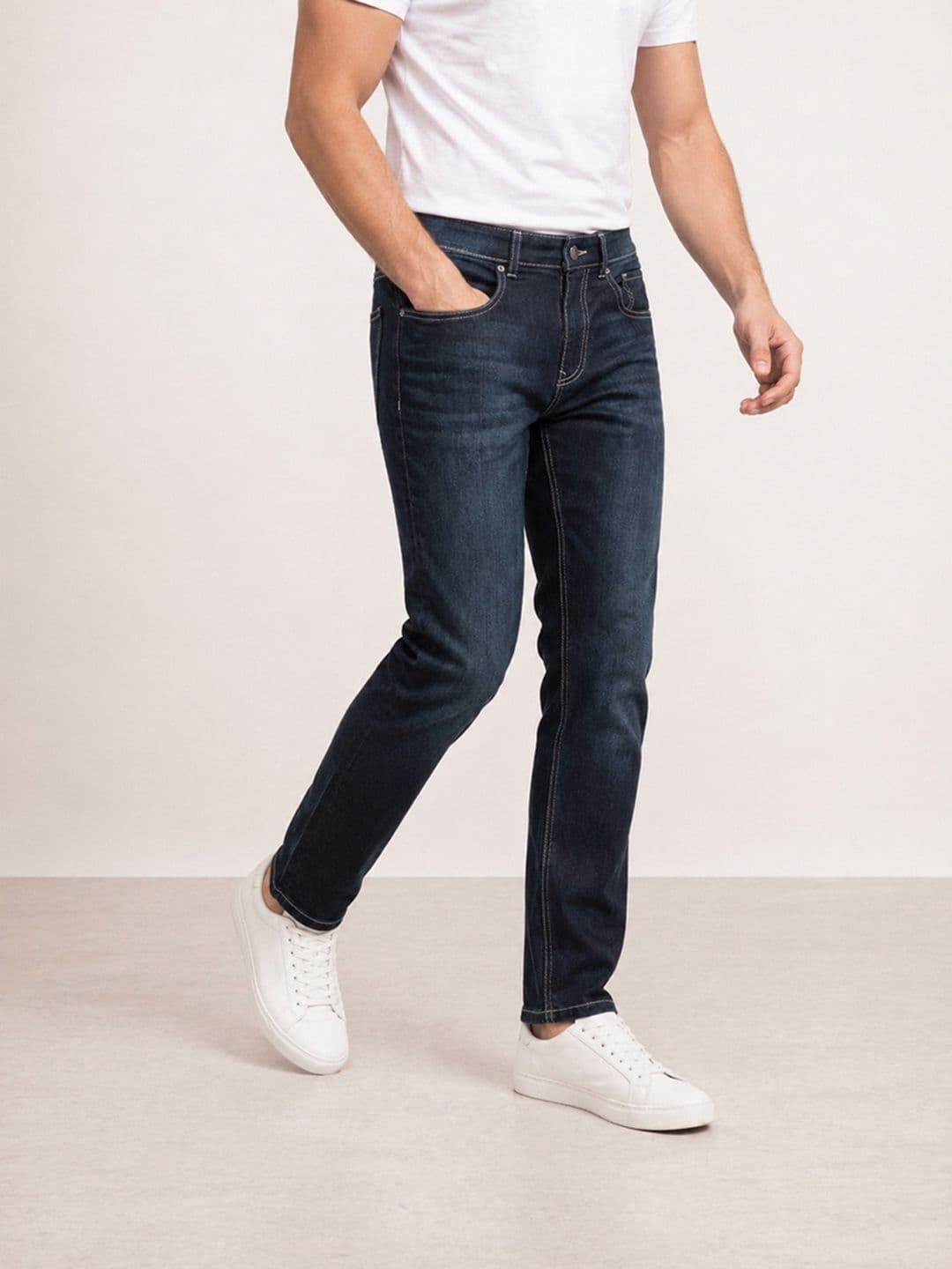 WROGN Men Straight Fit Mid-Rise Heavy Fade Stretchable Jeans - view 1