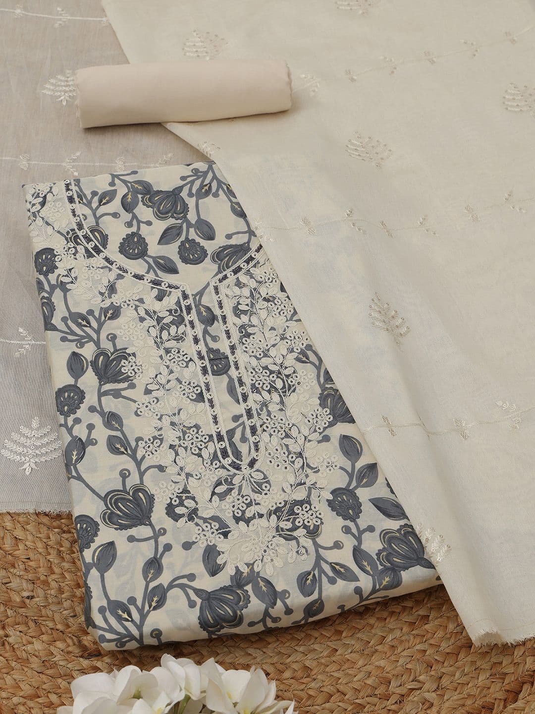 Soch Embroidered Pure Cotton Unstitched Dress Material - view 1