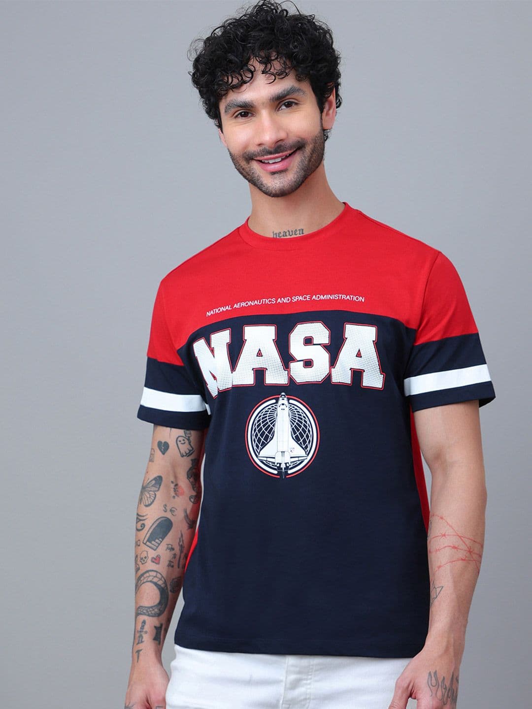 Free Authority Nasa Printed Relaxed Fit Pure Cotton Tshirts - view 1