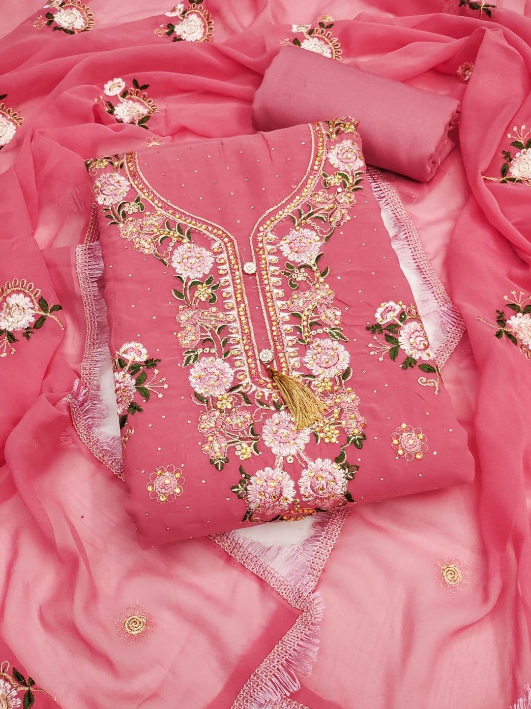 KALINI Embroidered Unstitched Dress Material - view 1