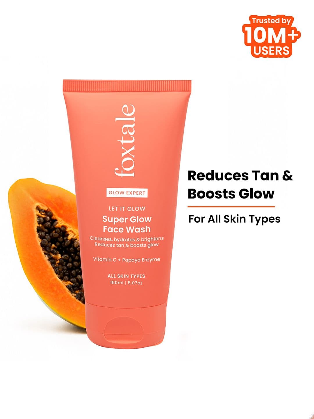 FoxTale Vitamin C Super Glow De-Tan Face Wash with Papaya Enzyme to Gently Exfoliate 150ml - view 1